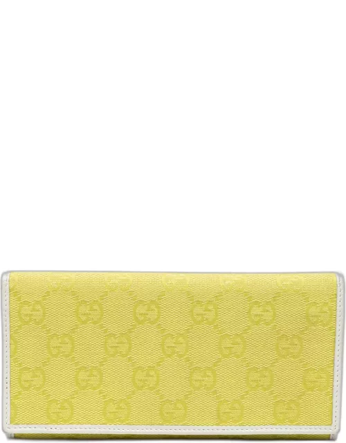 Gucci Yellow/White GG Canvas and Leather Continental Wallet