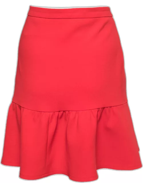 Boutique Moschino Red Crepe Flared Hem Skirt