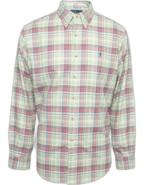 Ralph Lauren Green Checked Cotton Button Front Classic Fit Shirt