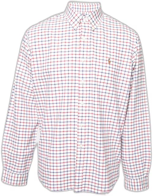 Ralph Lauren White Checked Cotton Button Front Shirt