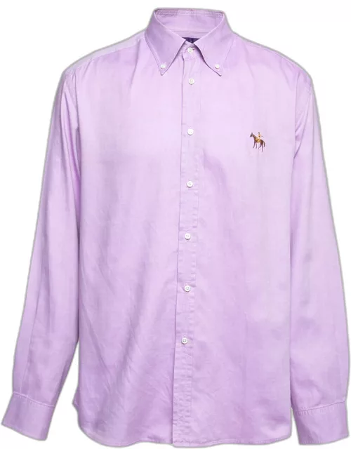 Ralph Lauren Lavender Cotton Logo Embroidered Button Down Shirt