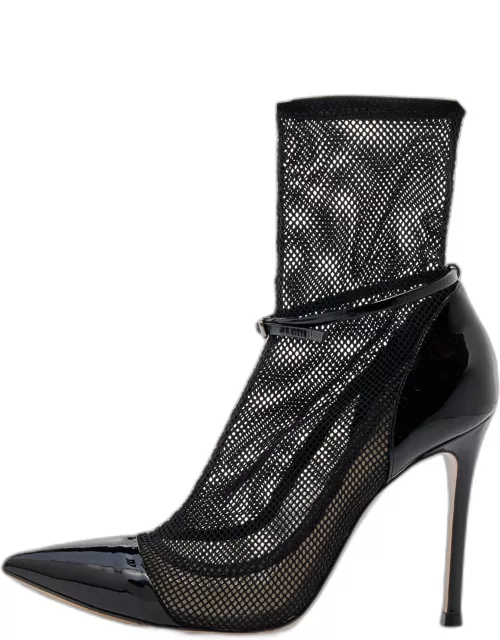 Gianvito Rossi Black Mesh And Patent Leather Idol Bootie