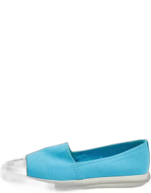 Miu Miu Blue Canvas Metal Cap Toe Slip On Sneaker