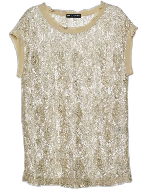 Dolce & Gabbana Green Floral Lace Top
