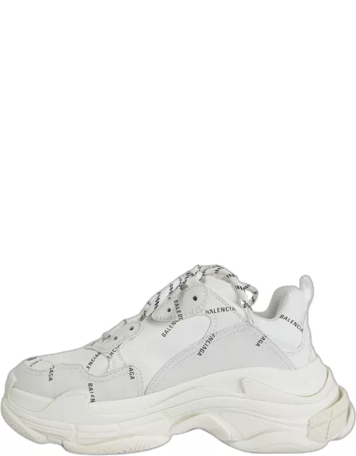 Balenciaga White All-Over Logo Triple S Sneaker EU