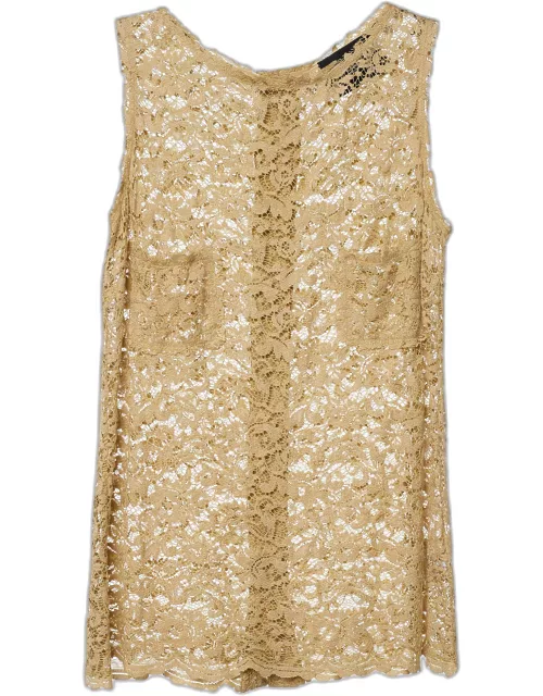 Dolce & Gabbana Beige Floral Lace Fabric Top