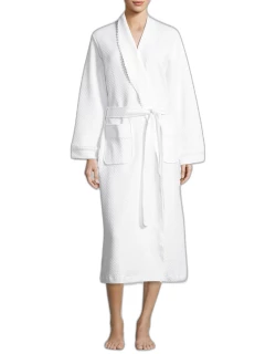 Quilted Basket-Weave Robe, White