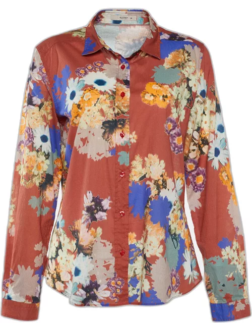 Etro Multicolor Floral Printed Cotton Long Sleeve Button Front Shirt