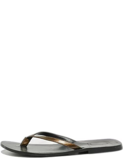 Dolce & Gabbana Brown Patent Leather Flat Sandal