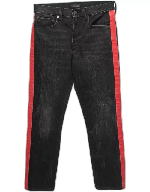 Polo Ralph Lauren Black and Red Side Stripe Denim Jeans