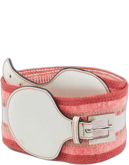 Missoni Pink Striped Stretch Knit & Leather Elasticized Waist Belt