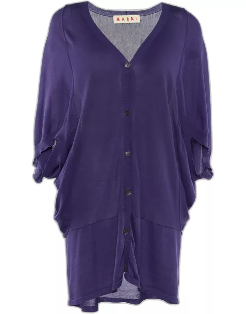 Marni Purple Cotton Knit Button Front Top