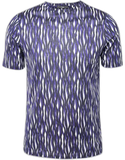 Z Zegna Purple Printed Cotton Short Sleeve Round Neck T-Shirt