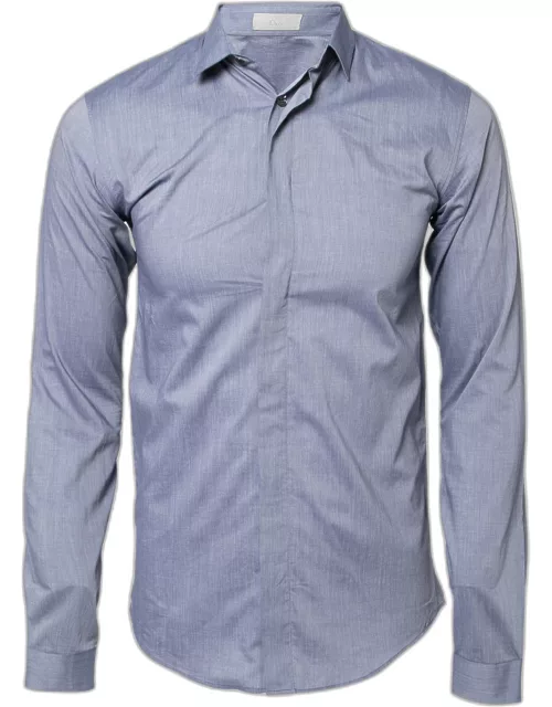 Dior Blue Cotton Button Front Shirt