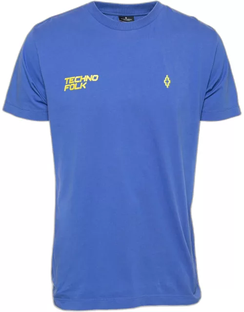 Marcelo Burlon Blue Cotton Printed Crew Neck T-Shirt