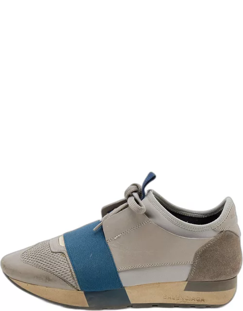 Balenciaga Grey/Blue Leather Race Runner Sneaker