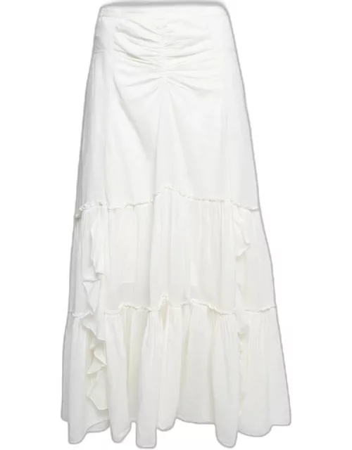 Diane von Furstenberg Off-White Cotton Ruffle Trimmed Skirt