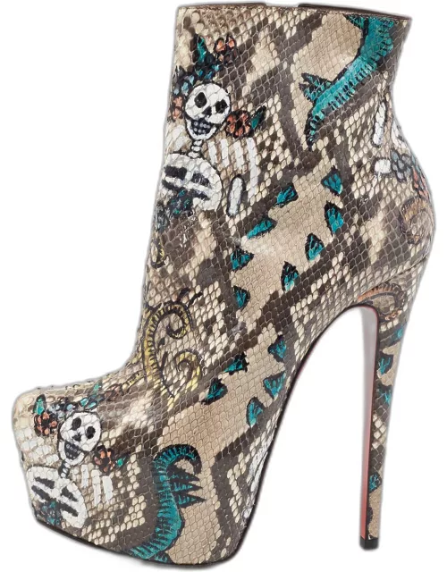 Christian Louboutin Multicolor Python Skull Mexico Daf Ankle Boot