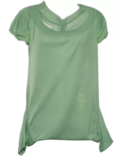 Marni Green Cotton Knit Button Front Top