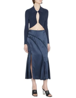 Dallas Asymmetric Satin Midi Skirt