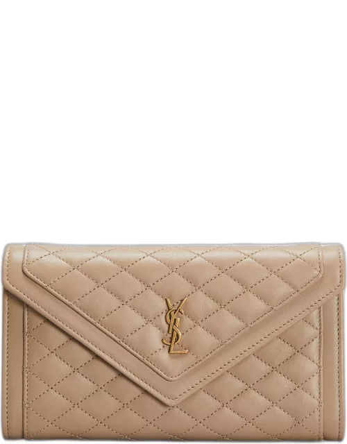 Gaby Large YSL Flap Wallet in Quilted Smooth Leather