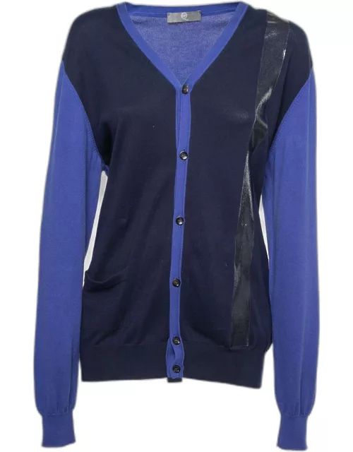 McQ by Alexander McQueen Blue Knit Button Front Long Sleeve Cardigan