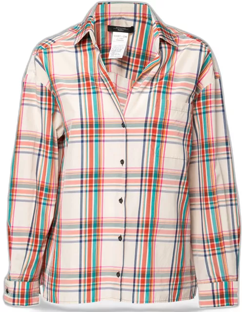 Max Mara Multicolor Checkered Cotton Button Front Shirt