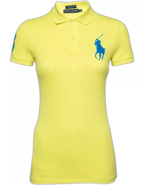 Ralph Lauren Yellow Cotton Pique Skinny Polo T-Shirt