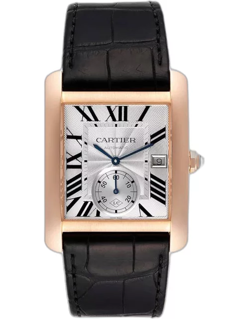 Cartier Silver 18K Rose Gold Tank MC Collaborateur W5330001 Men's Wristwatch 34 m