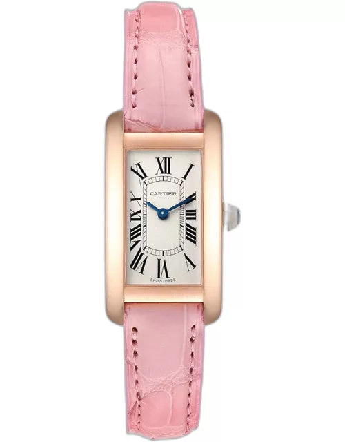 Cartier Silver 18K Rose Gold Tank Americaine W2607456 Women's Wristwatch 35 m