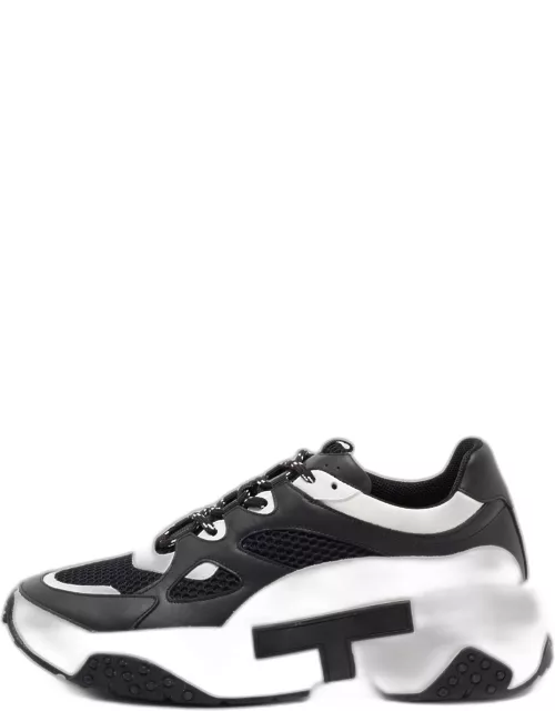 Tod's Black/White Mesh and Leather Chunky Sneaker
