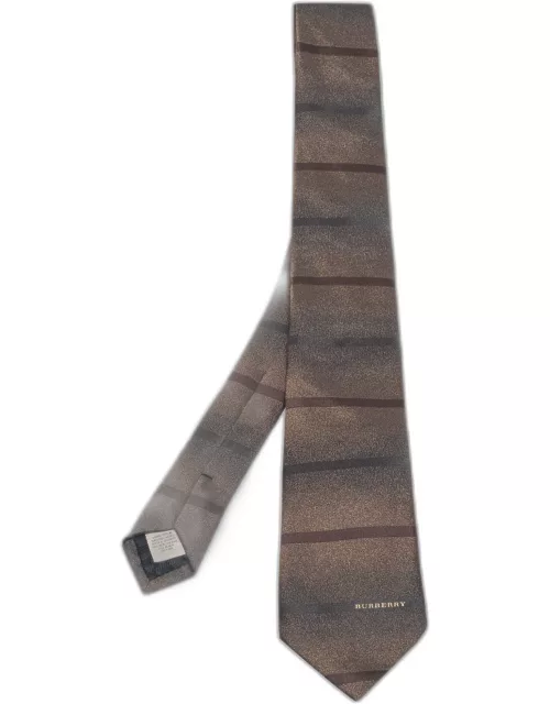 Burberry Brown Striped Silk Tie