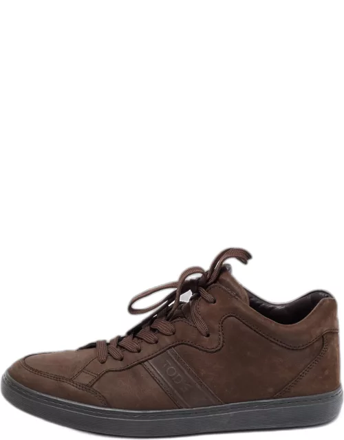 Tod's Brown Nubuck Leather Lace Up Sneaker