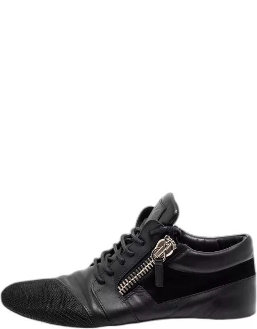 Giuseppe Zanotti Black Leather And Mesh Side Zip Sneaker