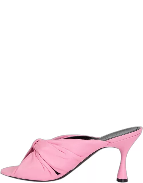 Balenciaga Pink Leather Drapy Knot-Front Mule