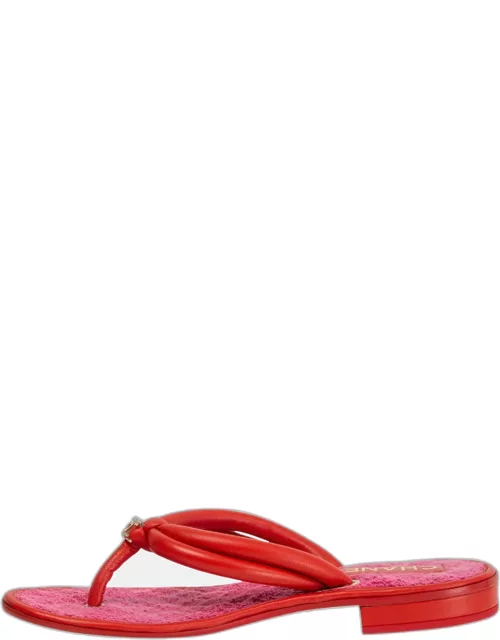 Chanel Red CC Thong Sandal