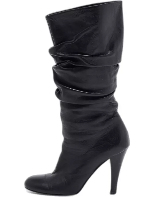 Gina Black Leather Midcalf Boot