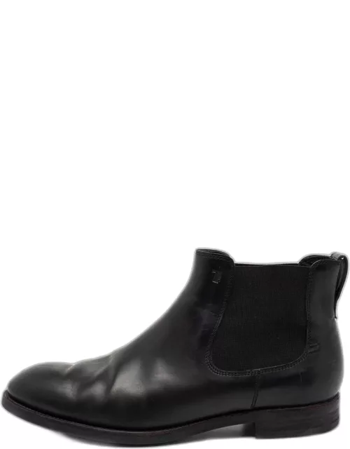 Tod's Black Leather Ankle Length Boot