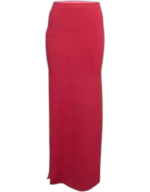 Herve Leger Red Stretch Knit Maxi Skirt