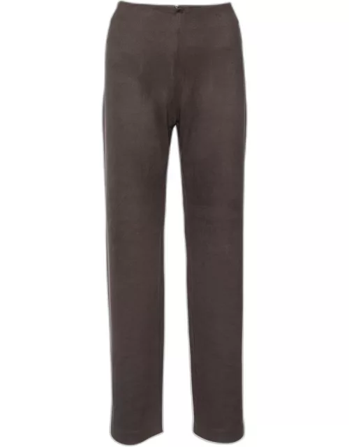 Giorgio Armani Brown Coated Knit Straight Fit Trousers