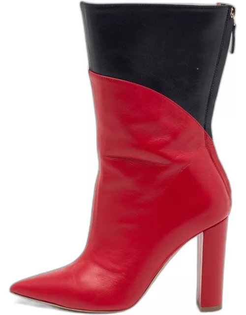Malone Souliers by Roy Luwolt Red/Blue Leather And PVC Blaire Mid Calf Boot