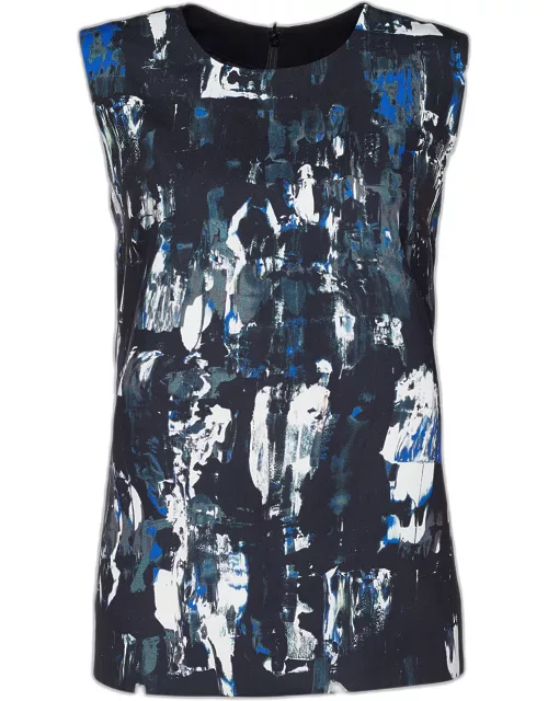 McQ by Alexander McQueen Black Printed Crepe Sleeveless Top