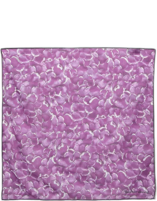 Yves Saint Laurent Rive Gauche Purple Flower Print Cotton Scarf