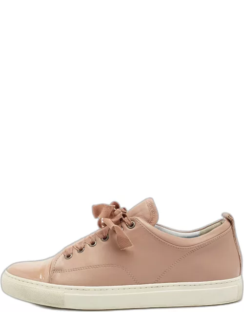 Lanvin Dusty Pink Leather and Patent Cap Toe Low-Top Sneaker