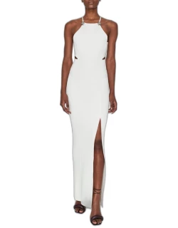 Claudia Cutout Strappy Thigh-Slit Maxi Dres