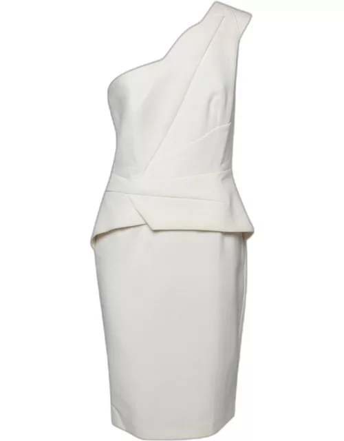 Roland Mouret Off White Wool Lyford One-Shoulder Midi Dress