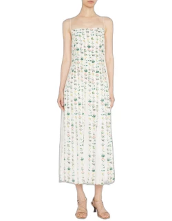 Pleated Cami Dress w/ Floral Print