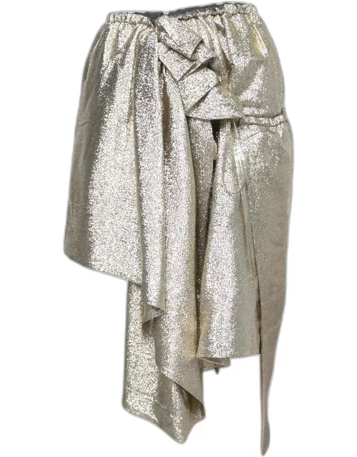 Stella McCartney Gold Lurex Gathered Brynn Asymmetrical Skirt
