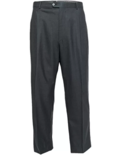 Ermenegildo Zegna Su Misura Charcoal Grey Wool Cool Effect Trousers 5XL Waist 42"