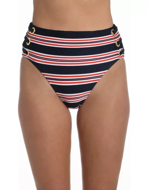 Sailor Striped High-Waist Bikini Bottom